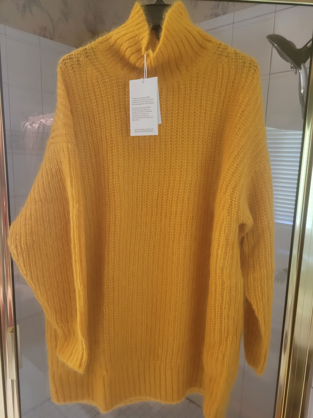 COS Yellow Ribbed Cowl-Neck Sweater - Women